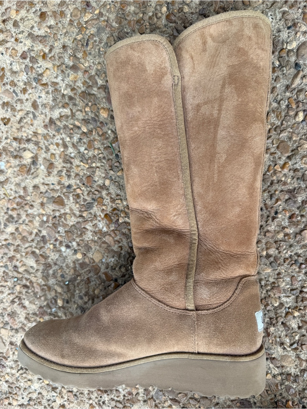 UGG Chestnut Suede Mid-Calf Wedge Boots